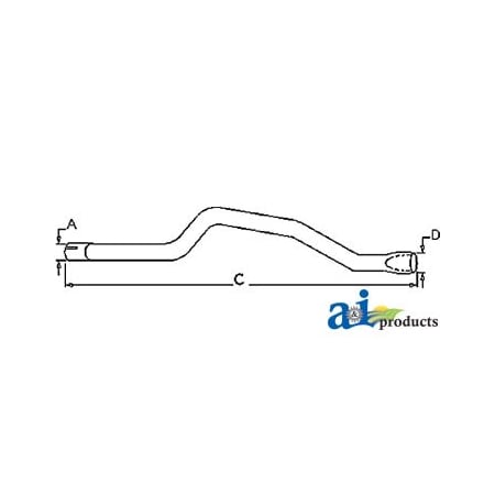 A & I Products Horizontal Tailpipe 60" x6" x4" A-313809